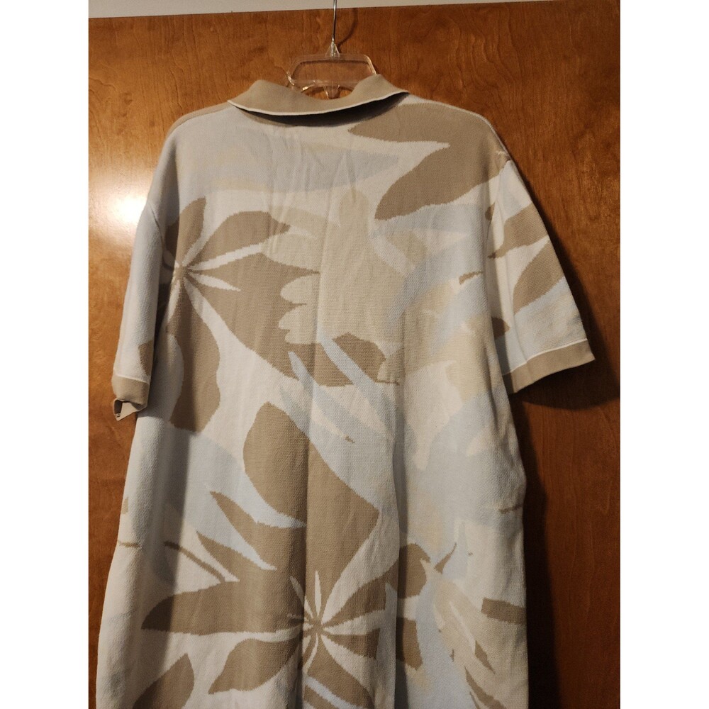 Express Tropical Floral Cotton-Blend Short Sleeve Sweater Polo Neutral Men's - Picture 5 of 5